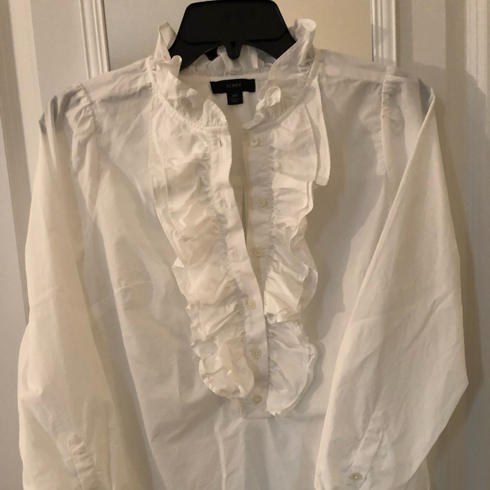 J Crew Ruffle Button Down